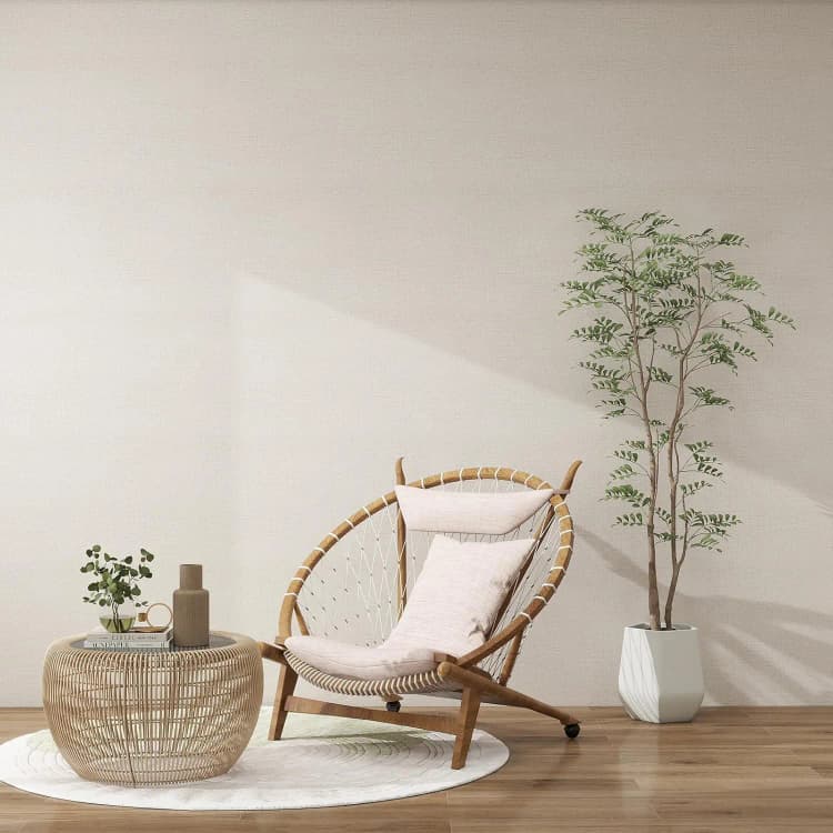 COWINLIFE DECO Waterproof Beige Peel and Stick Self Adhesive Wallpaper for Bedroom Fabric Linen Wall Paper Vinyl Wall Covering detail 4