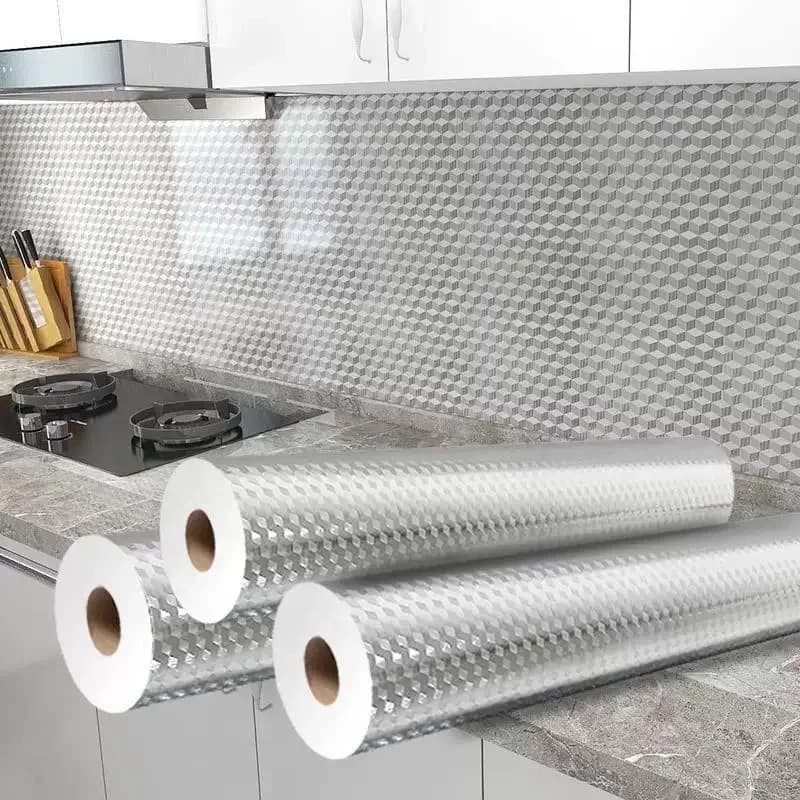 COWINLIFE DECO Factory Price Vinyl Self Adhesive Aluminium Foil Wallpaper Sticker Roll Waterproof Kitchen Wall Sticker Cabinet Wrap
