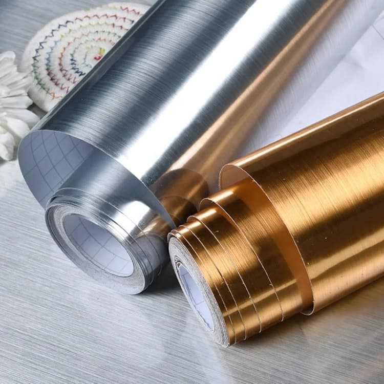 COWINLIFE DECO Silver Gold Metallic Stainless Steel Contact Paper for Refrigerators Self Adhesive Vinyl Film Wallpaper Stickers detail 1
