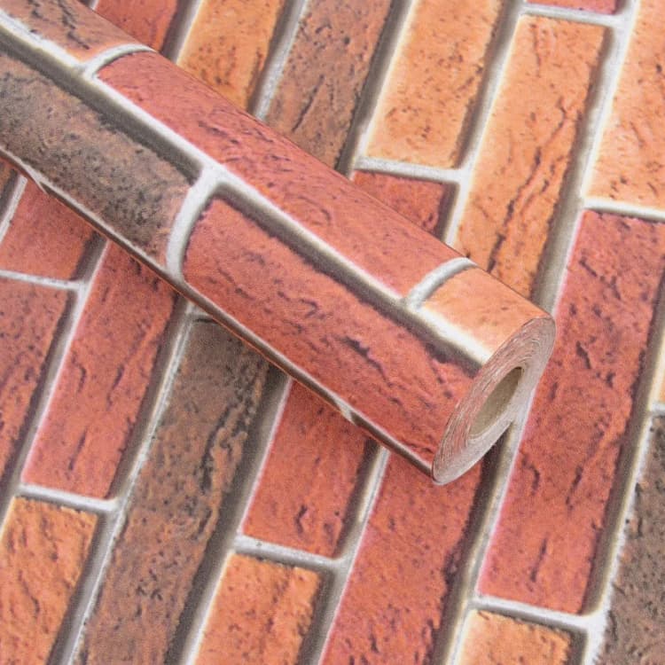 COWINLIFE DECO Retro Red Brick Wallpaper Wall Sticker PVC Vinyl Waterproof Peel and Stick Self Adhesive 3D Furniture Stickers detail 1