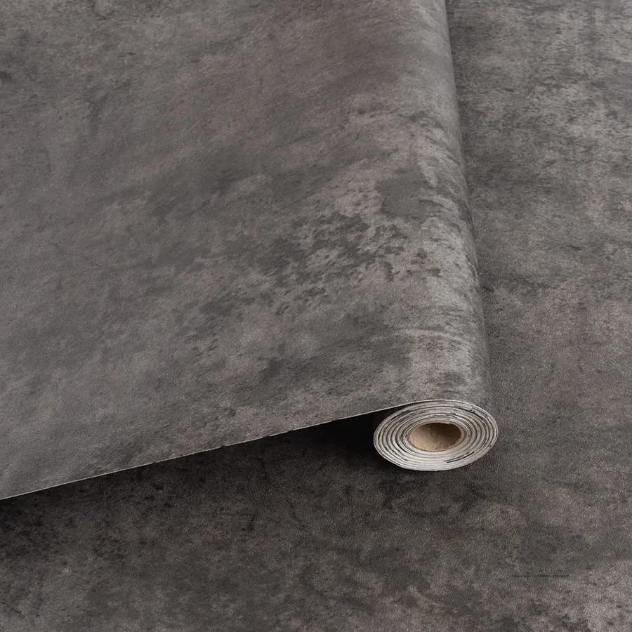 COWINLIFE DECO Dark Grey Peel and Stick Textured Wallpaper PVC Self-Adhesive Cement Wallpaper for Bathroom Decorative Wall Stickers