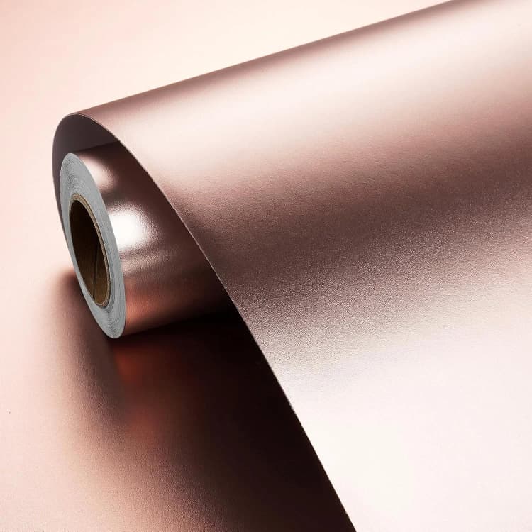 COWINLIFE DECO Hot Selling Self-Adhesive Brushed Wallpaper Rose Gold Metallic Decorative Metallized Films Wallpaper for Kitchen detail 1