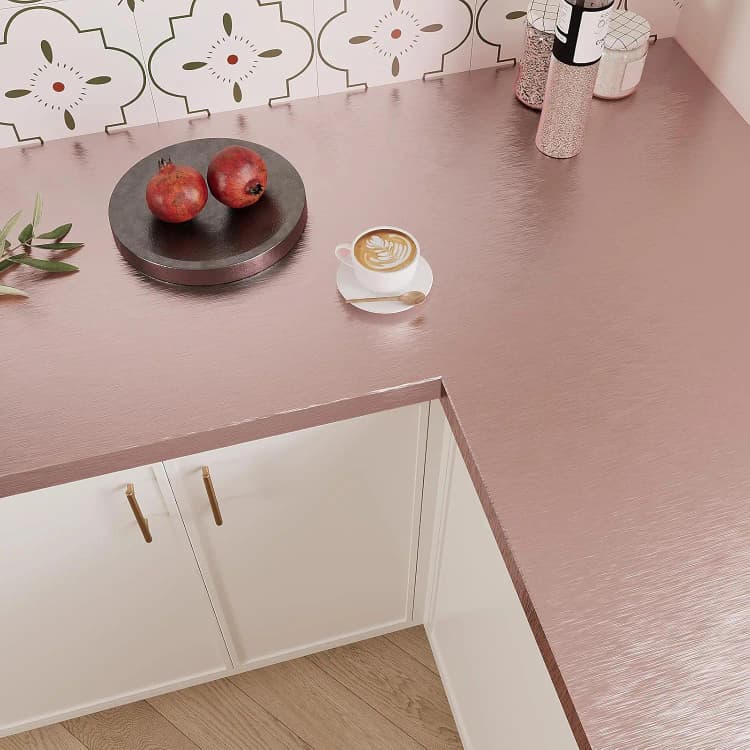 COWINLIFE DECO Hot Selling Self-Adhesive Brushed Wallpaper Rose Gold Metallic Decorative Metallized Films Wallpaper for Kitchen detail 6