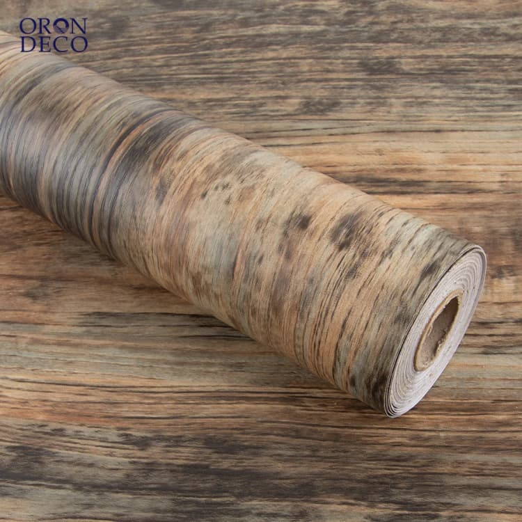 COWINLIFE DECO Wholesale Wallpaper Retro Wood Texture Sticker Kitchen Wrap PVC Vinyl Self-Adhesive Peel and Stick Wallpaper Rolls detail 1