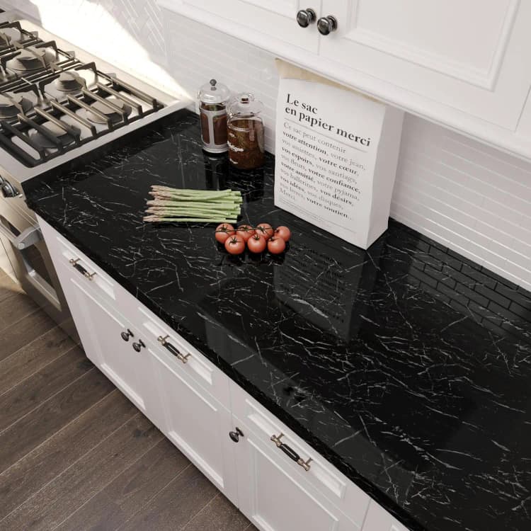 COWINLIFE DECO High Glossy Vinyl Marble Sticker Kitchen Wrap Peel and Stick Wallpaper Decorative Self Adhesive Wallpaper for Bedroom detail 2