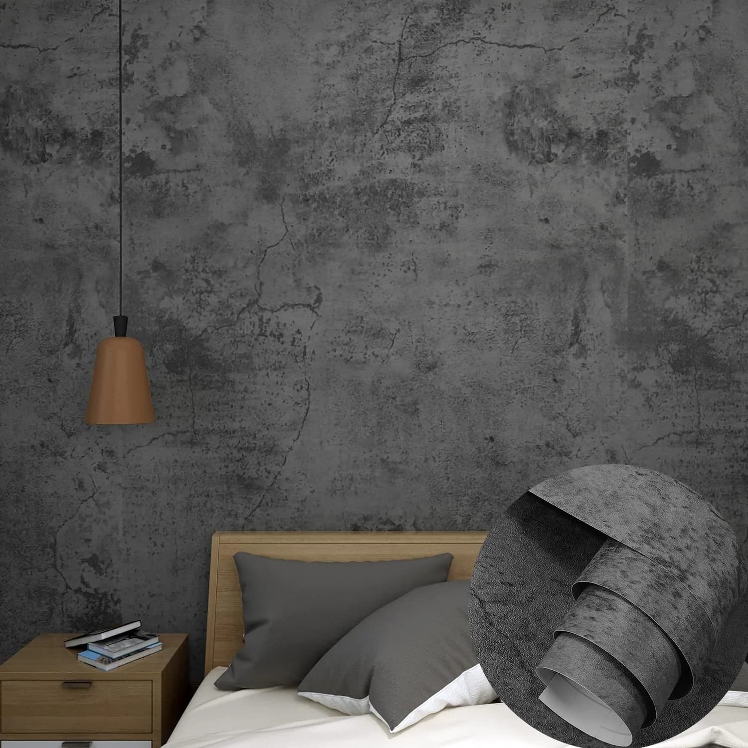 COWINLIFE DECO Hot Selling Peel and Stick PVC Self-Adhesive Cement Wallpaper for Bedroom Walls Easy to Cut Kitchen Wall Sticker