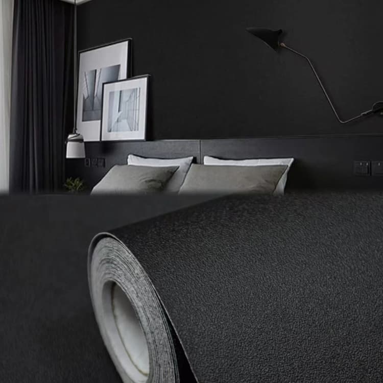 COWINLIFE DECO Matte Black Contact Paper Peel and Stick Vinyl Wall Paper Self Adhesive Solid Colour Wallpaper for Bedroom Cabinets detail 1