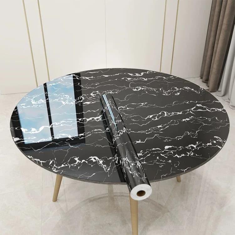 COWINLIFE DECO Black Vinyl Marble Sticker Self Adhesive Waterproof 3d Kitchen Wall Sticker Peel and Stick Wallpaper for Bedroom detail 5