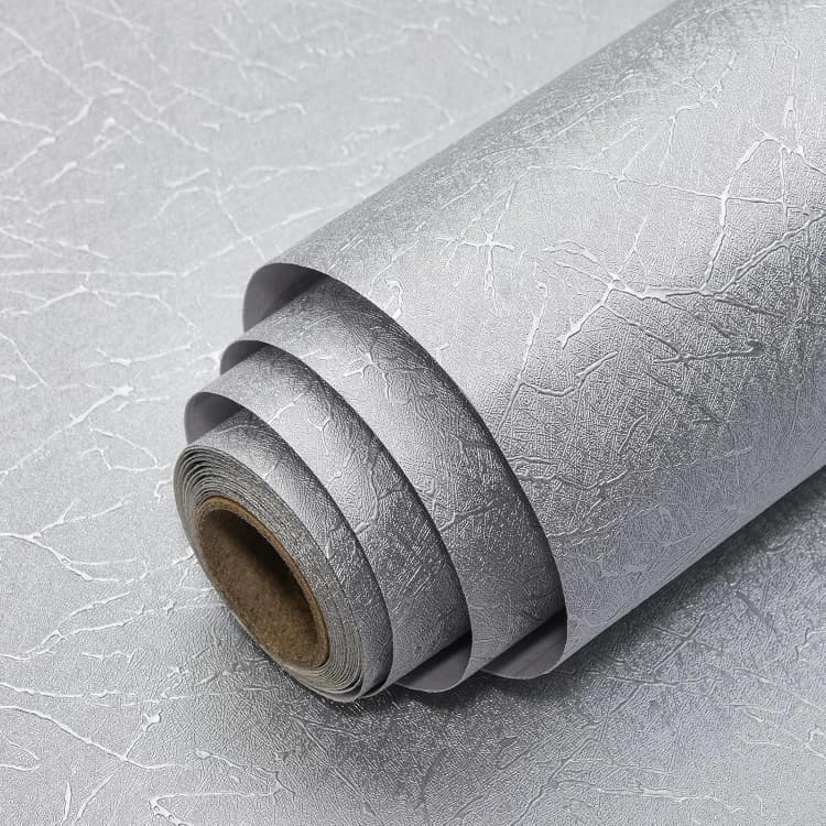 COWINLIFE DECO Waterproof Silver 3D Embossed Silk Contact Paper Kitchen Wall Sticker PVC Vinyl Self-Adhesive Wallpaper for Bedroom detail 1
