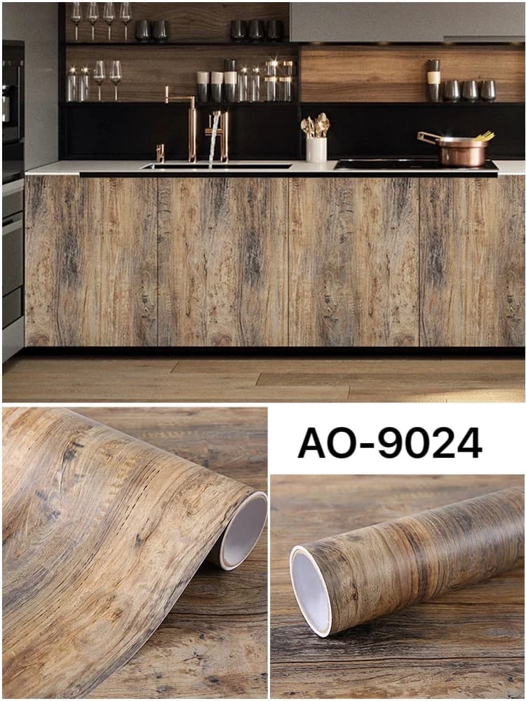 COWINLIFE DECO New Retro Wood Texture Sticker Kitchen Wrap PVC Vinyl Self-Adhesive Peel and Stick Wallpaper Furniture Renovation detail 5