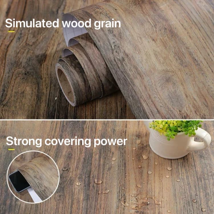 COWINLIFE DECO New Retro Wood Texture Sticker Kitchen Wrap PVC Vinyl Self-Adhesive Peel and Stick Wallpaper Furniture Renovation detail 6
