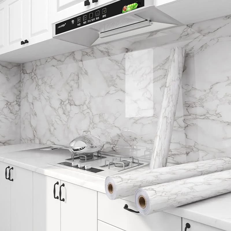 COWINLIFE DECO Wholesale White Peel and Stick Self-Adhesive Waterproof Vinyl Marble Sticker Wallpaper for Kitchen Wrap Wall Covering