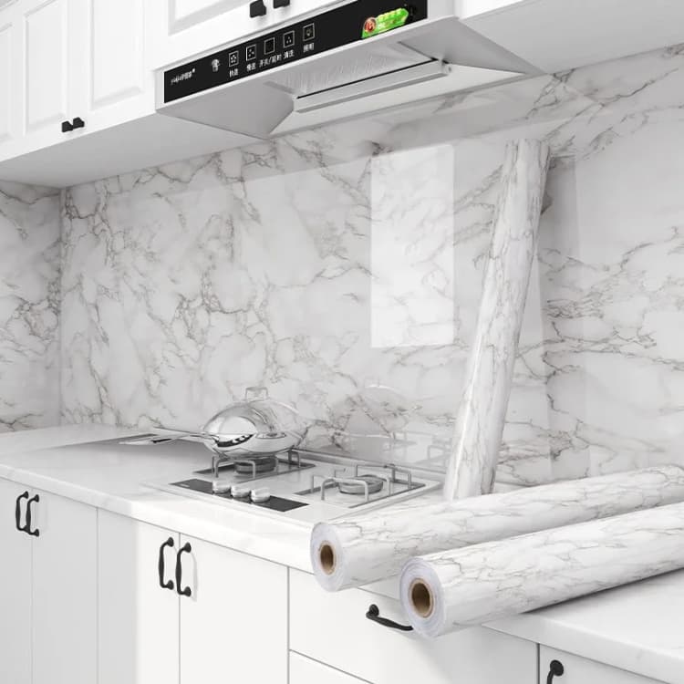 COWINLIFE DECO Wholesale White Peel and Stick Self-Adhesive Waterproof Vinyl Marble Sticker Wallpaper for Kitchen Wrap Wall Covering detail 1