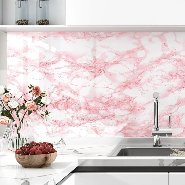 COWINLIFE DECO Pink Kitchen Wall Sticker Wallpaper Peel and Stick Waterproof Self Adhesive 3d Vinyl Marble Sticker Kitchen Wrap detail 3