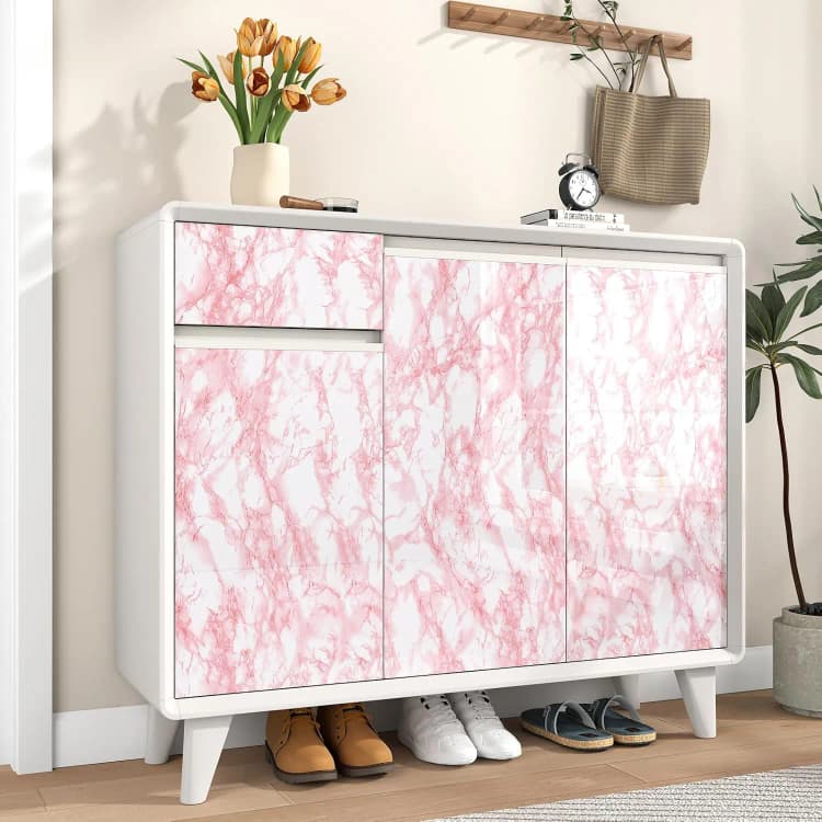 COWINLIFE DECO Pink Kitchen Wall Sticker Wallpaper Peel and Stick Waterproof Self Adhesive 3d Vinyl Marble Sticker Kitchen Wrap detail 5