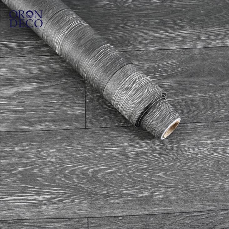 COWINLIFE DECO High Quality Waterproof Gray PVC Floor Sticker Self-Adhesive 3D Wood Flooring Sticker Luxury Vinyl for Kitchen Floor