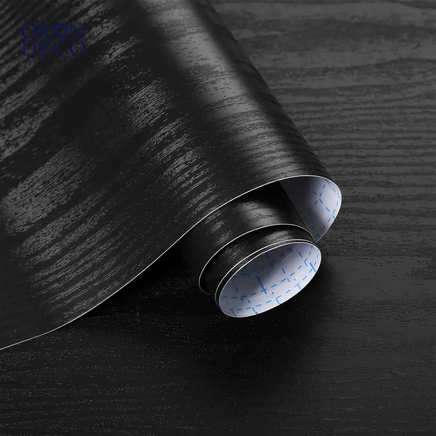 COWINLIFE DECO Black Wood Peel and Stick Wallpaper Kitchen Wall Sticker Bedroom Desk Wood Grain Textured Removable Cabinet Vinyl Wrap