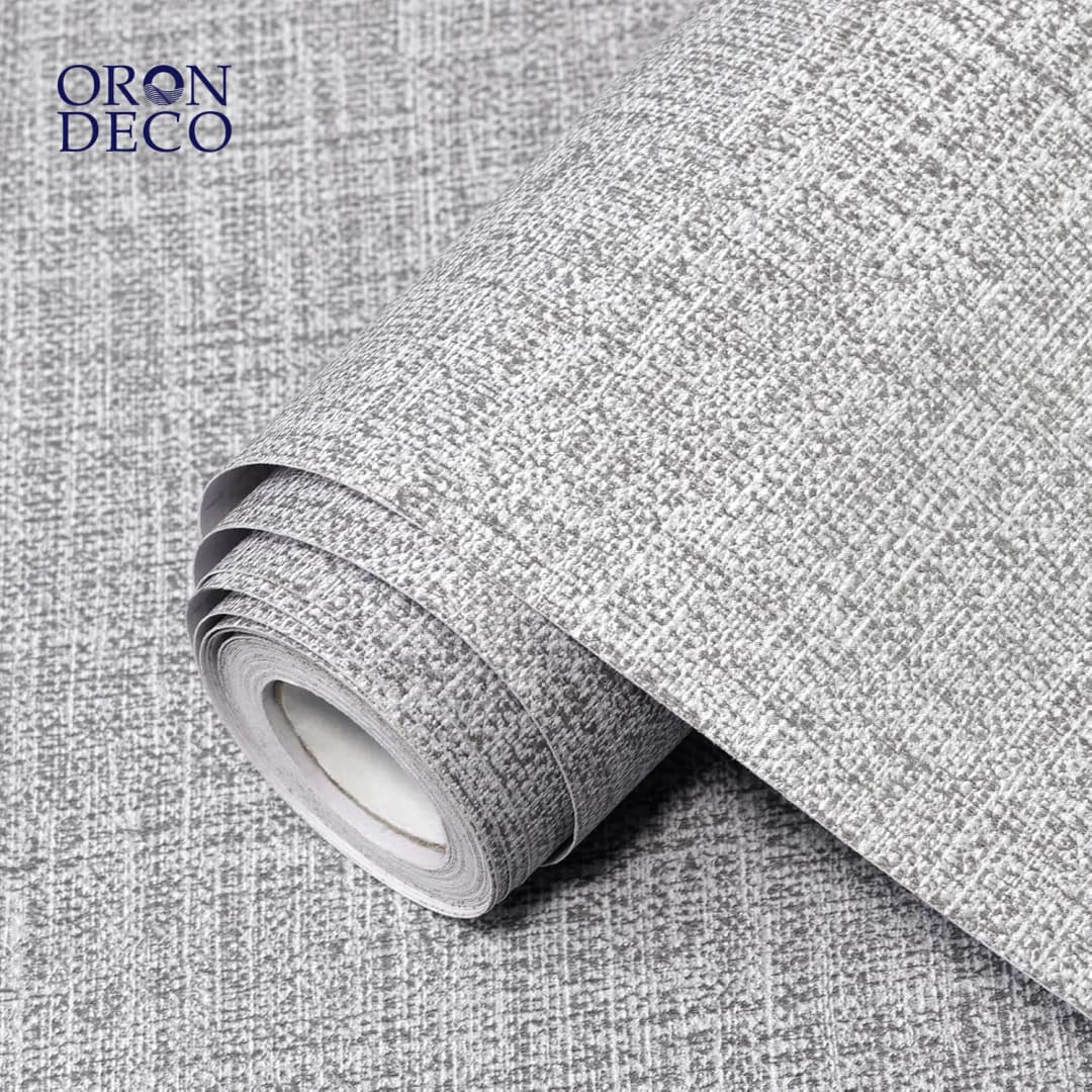 COWINLIFE DECO Textured Surface Self-Adhesive Linen Wallpaper Kitchen Wall Sticker Waterproof PVC Peel Stick Wallpaper for Bedroom