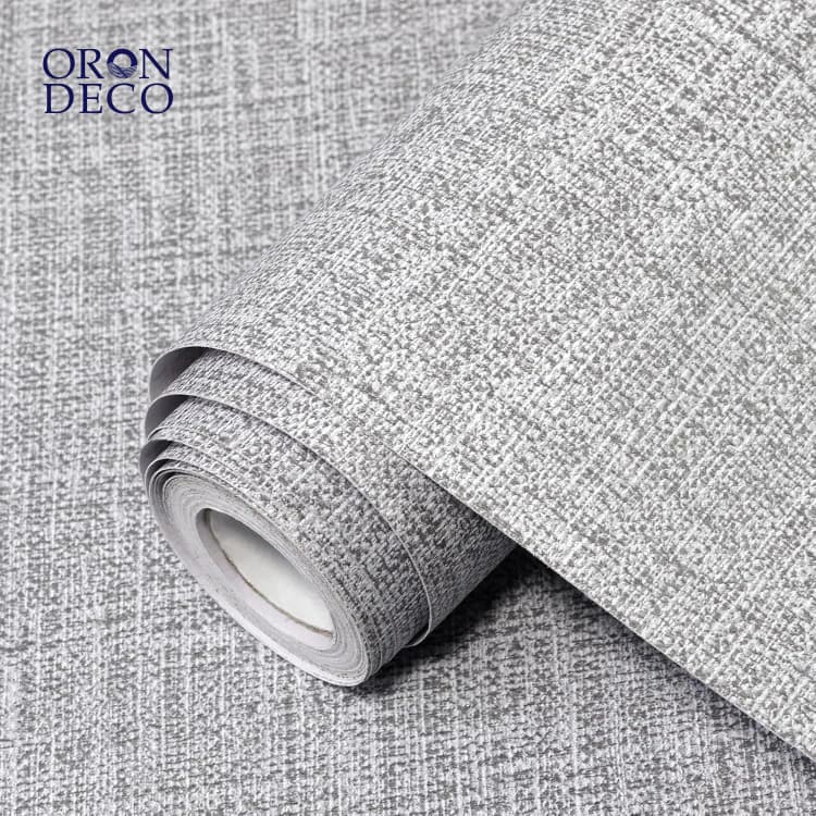 COWINLIFE DECO Textured Surface Self-Adhesive Linen Wallpaper Kitchen Wall Sticker Waterproof PVC Peel Stick Wallpaper for Bedroom detail 1