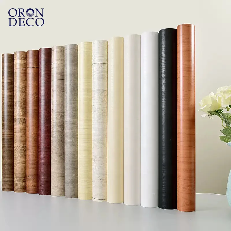 COWINLIFE DECO Modern Style Self-Adhesive Peel and Stick Wallpaper Roll Water Resistant Wood Texture Vinyl for Furniture