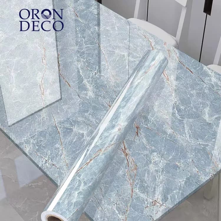COWINLIFE DECO High Glossy Marble Wall Paper Peel and Stick Self-Adhesive 3D Marble Stickers for Living Room Wall Covering
