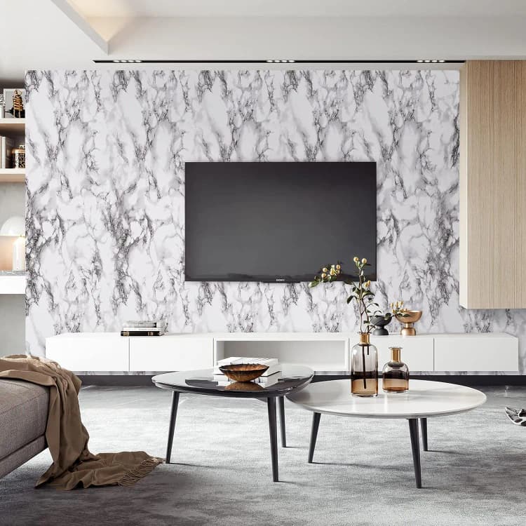 COWINLIFE DECO High Glossy Marble Wall Paper Peel and Stick Self-Adhesive 3D Marble Stickers for Living Room Wall Covering detail 5
