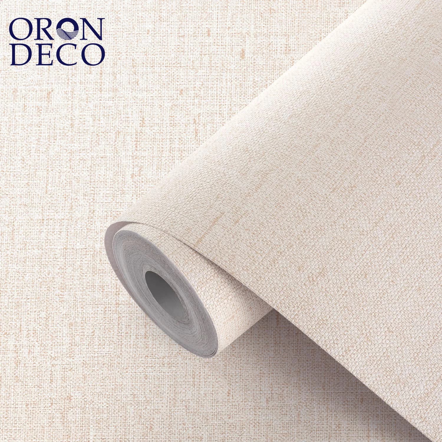 COWINLIFE DECO Beige Waterproof Peel & Stick Self-Adhesive Wallpaper Textured Fabric Linen Wall Paper Vinyl for Cabinets & Furniture