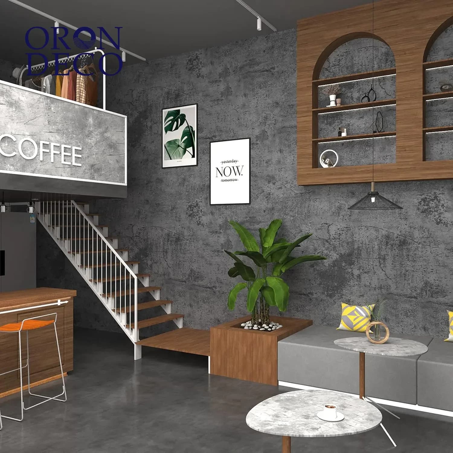 COWINLIFE DECO Modern Design Thick Grey Concrete Wallpaper Peel and Stick 3D Vinyl Textured Waterproof Cement Wall Sticker Bathrooms