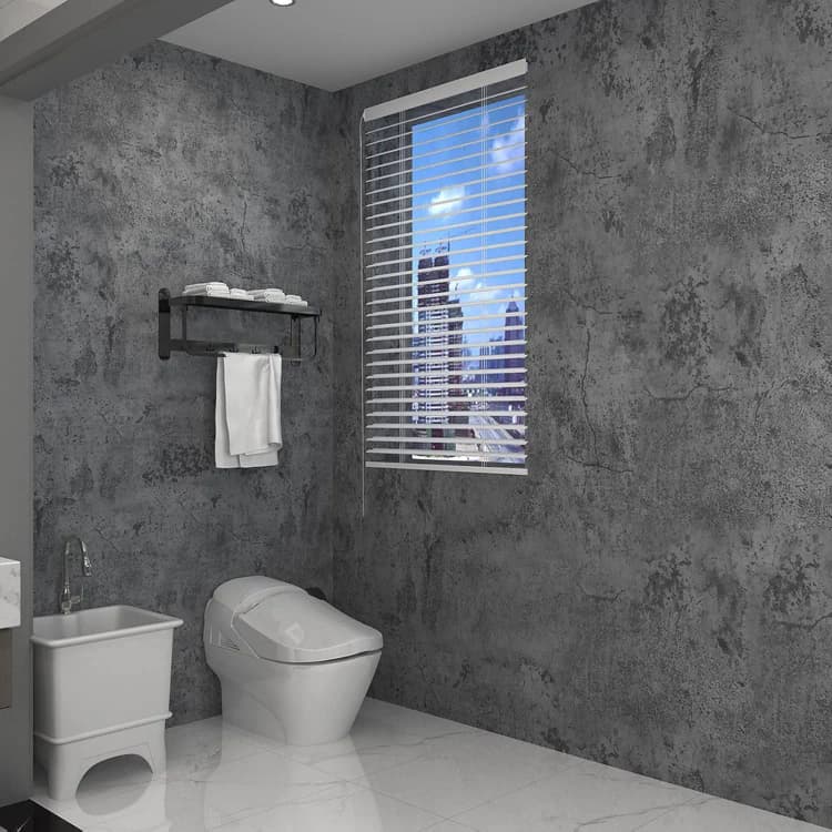 COWINLIFE DECO Modern Design Thick Grey Concrete Wallpaper Peel and Stick 3D Vinyl Textured Waterproof Cement Wall Sticker Bathrooms detail 3