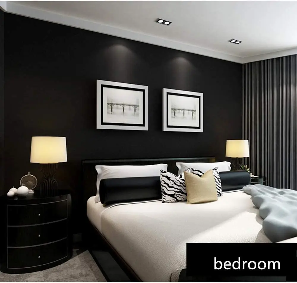 Black Silk Embossed Self Adhesive Peel and Stick Wallpaper Removable Kitchen PVC Vinyl Textured Wallpaper for Home Decoration detail 3