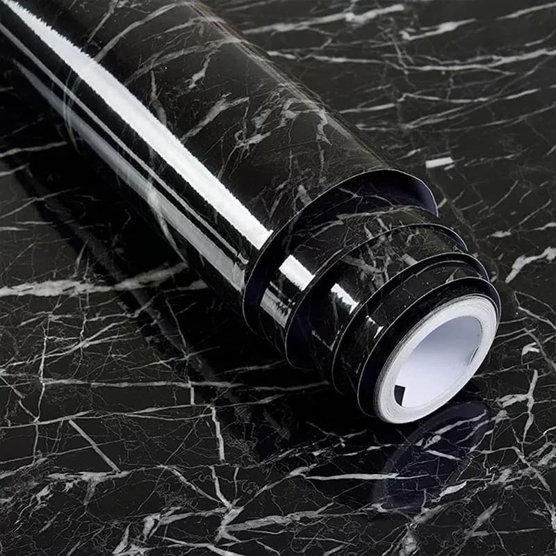 Hot Selling Black Morden Waterproof Pvc Self Adhesive Marble Decorative Wallpaper Roll for Bathroom Kitchen Countertop