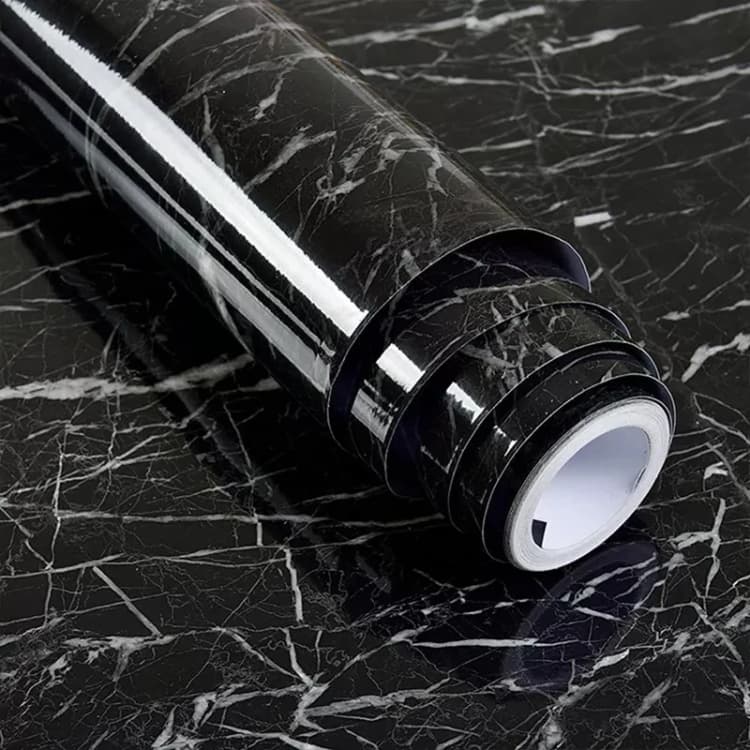 Hot Selling Black Morden Waterproof Pvc Self Adhesive Marble Decorative Wallpaper Roll for Bathroom Kitchen Countertop detail 1