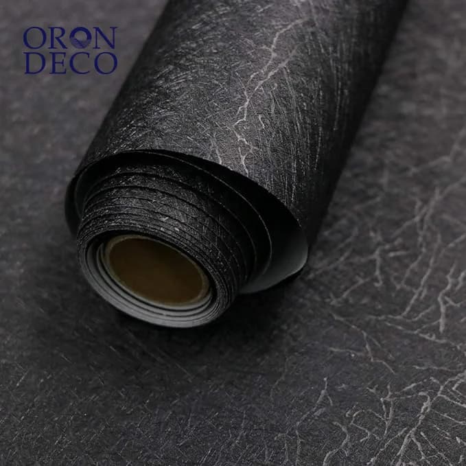 COWINLIFE DECO Waterproof 3D Embossed Floral Wallpaper Peel and Stick Self-Adhesive Black Textured Vinyl Silk for Wall Decoration detail 2