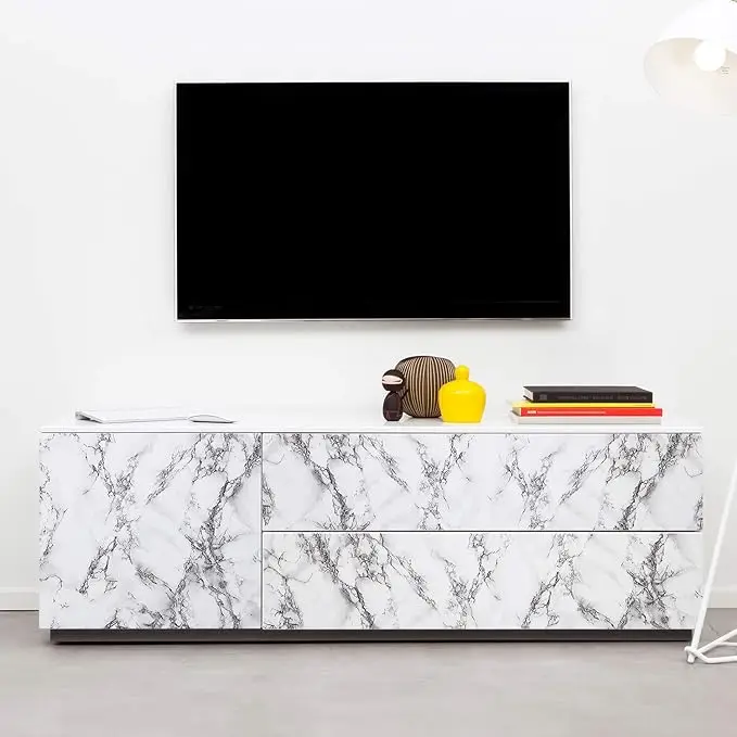 COWINLIFE Waterproof Self Adhesive Wallpaper Black Peel and Stick Marble Stickers Wallpaper Film Backsplash for Kitchen detail 6