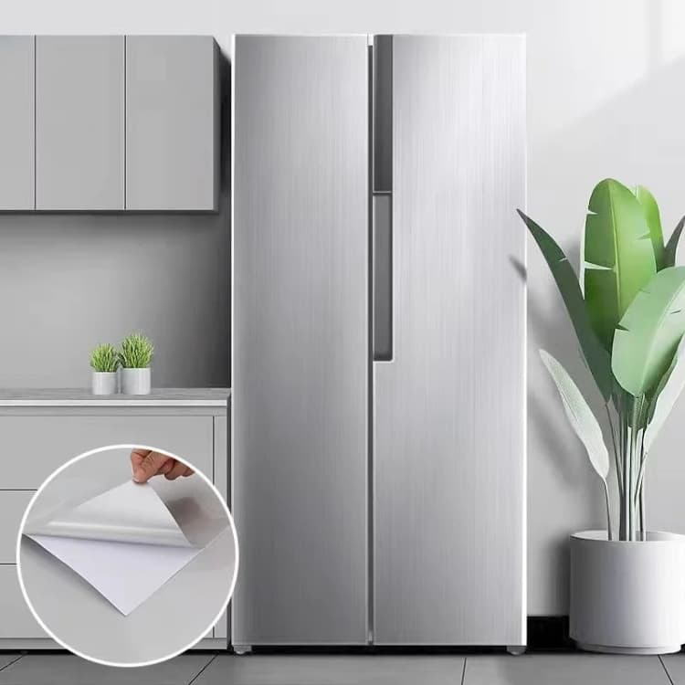 COWINLIFE DECO Silver Metallic Stainless Steel Contact Paper for Refrigerators Self-adhesive Vinyl Film Wallpaper Stickers detail 3
