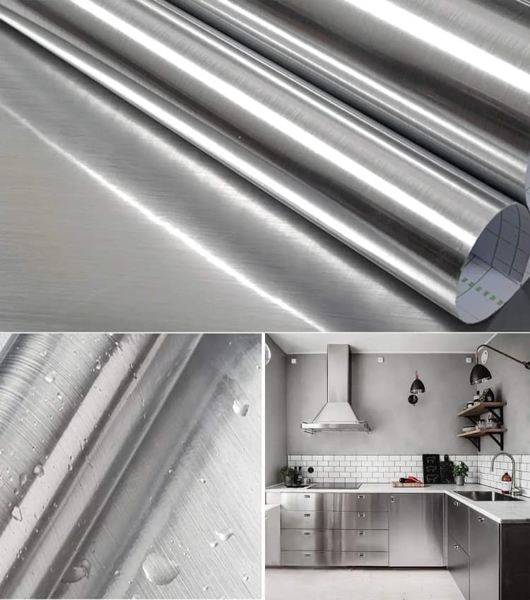 COWINLIFE DECO Silver Metallic Stainless Steel Contact Paper for Refrigerators Self-adhesive Vinyl Film Wallpaper Stickers detail 4