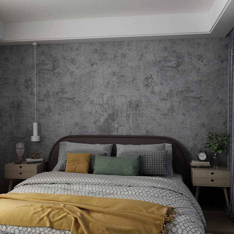 COWINLIFE DECO Thick Grey Concrete Wall Paper 3D Cement Wallpaper Peel and Stick Vinyl Textured Self-Adhesive Wall Sticker for Wall detail 3