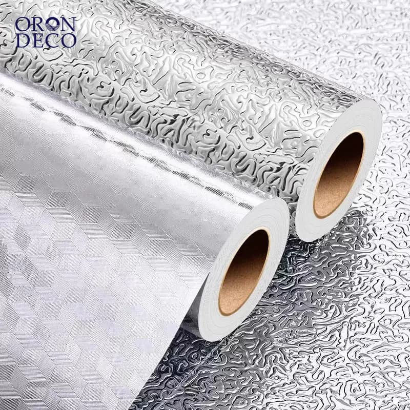 COWINLIFE DECO Best Selling 3D PVC Self-Adhesive Aluminium Foil Wallpaper Sticker Roll Waterproof Peel Stick Wallpapers for Kitchen
