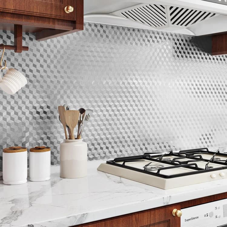 COWINLIFE DECO Best Selling 3D PVC Self-Adhesive Aluminium Foil Wallpaper Sticker Roll Waterproof Peel Stick Wallpapers for Kitchen detail 5