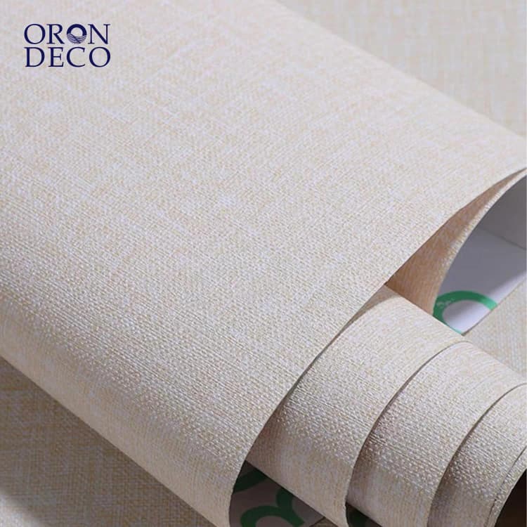 COWINLIFE DECO Beige Peel and Stick Self Adhesive Wallpaper Textured Surface Fabric Linen Wall Paper Vinyl Wall Covering detail 1