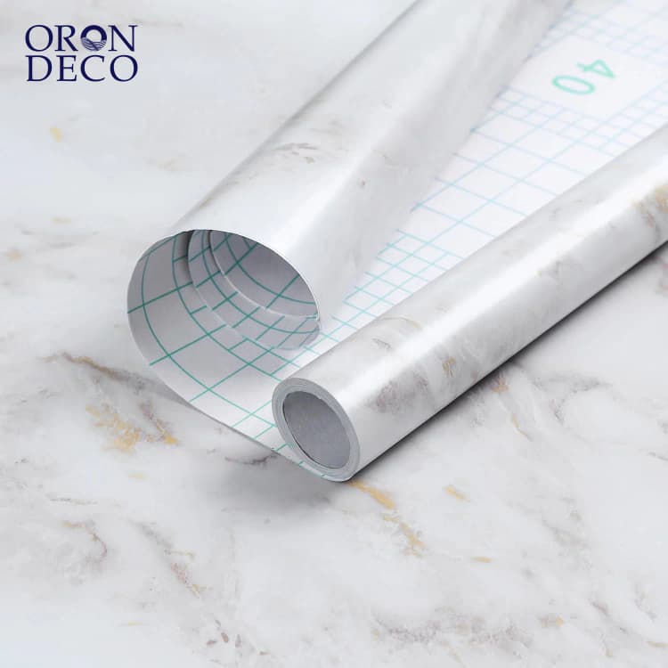 COWINLIFE DECO Matte Waterproof 3D Golden White Marble Sticker Peel Stick PVC Self-Adhesive Wallpaper Rolls Removable Wall Covering detail 1