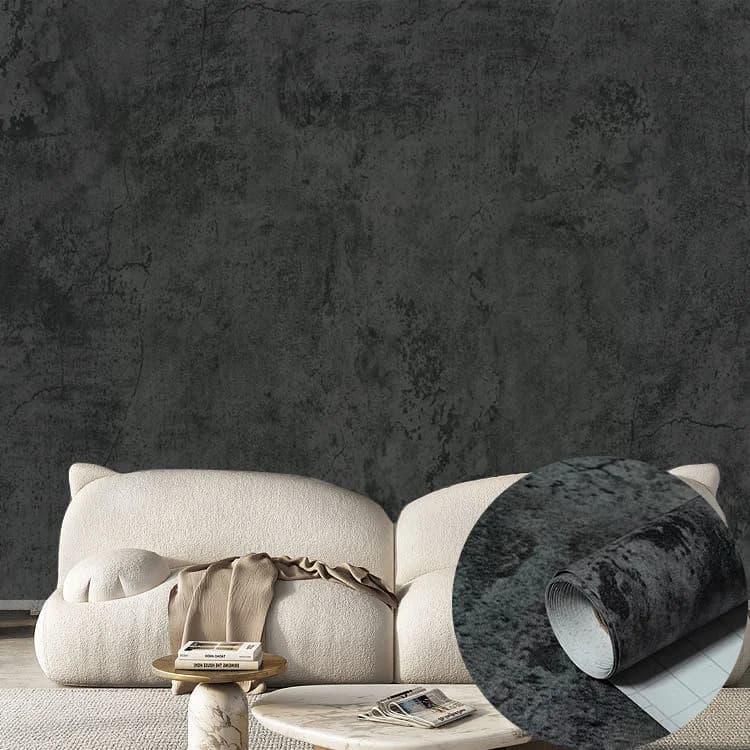 COWINLIFE DECO Best Selling 3D Vinyl Waterproof Self-adhesive Cement Sticker Black Peel and Stick Wallpaper Concrete Wall Covering