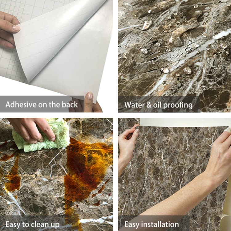 Cheap Black Luxury Waterproof Marble Peel and Stick Self Adhesive Wallpaper for Desktop Cabinet Wall Covering detail 6