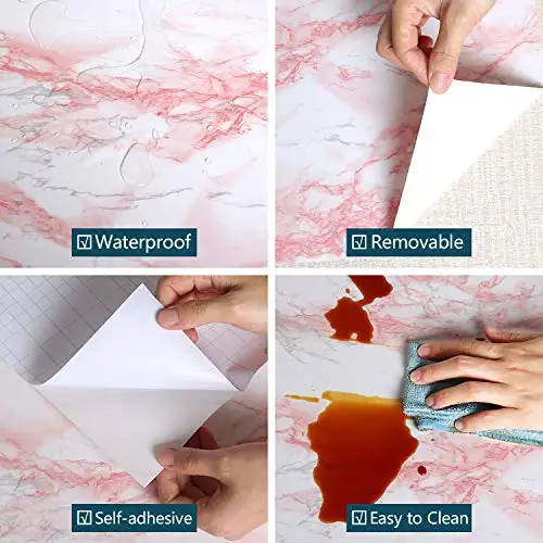 Marble Wall Paper Rolls Decoration Stick and Peel Self Adhesive Removable Waterproof Wall Paper for Countertop Wall Covering detail 6