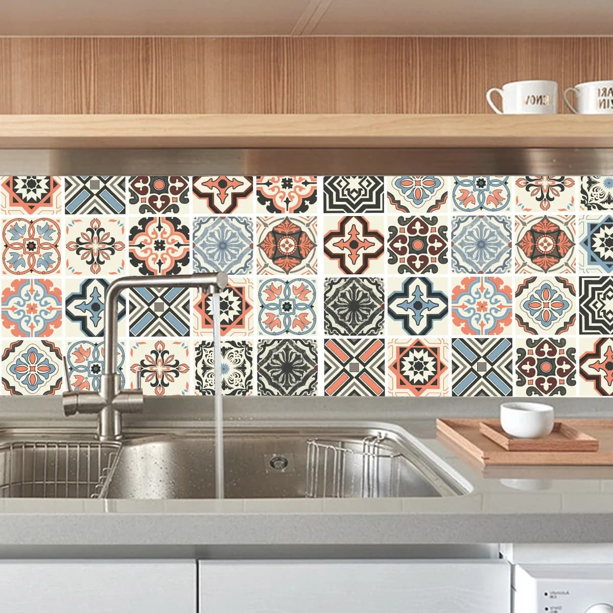 Custom Abstract Pattern Bright Colour Pvc Self Adhesive Flim Stick Wallpaper for Kitchen Room Veranda Cabinet Decoration