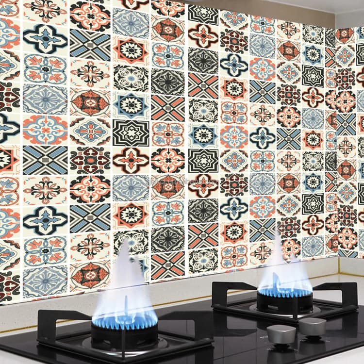 Custom Abstract Pattern Bright Colour Pvc Self Adhesive Flim Stick Wallpaper for Kitchen Room Veranda Cabinet Decoration detail 4