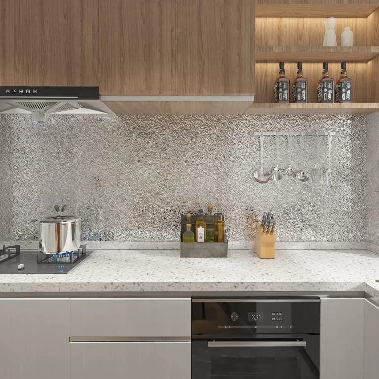 COWINLIFE DECO Hot Selling 3D Modern Kitchen Wallpaper Sticker PVC Self-Adhesive Aluminium Foil Roll Waterproof for Kitchen Use detail 3
