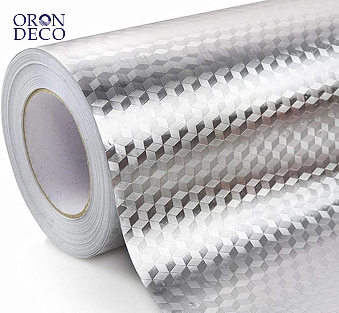 COWINLIFE DECO 3D Modern PVC Vinyl Self-Adhesive Aluminum Foil Stickers Oil Proof Waterproof Kitchen Wallpaper Peel Stick Furniture