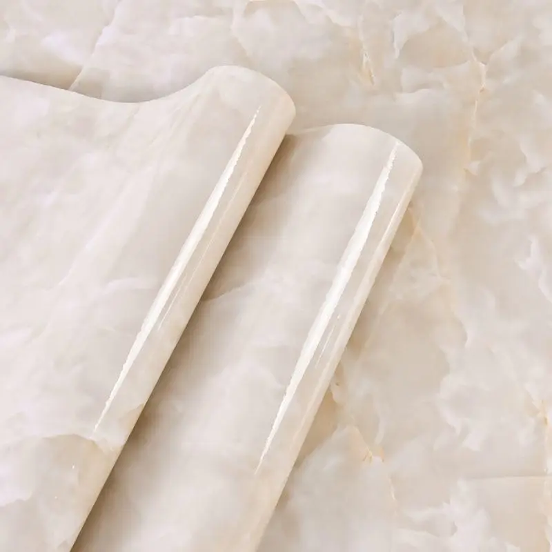 COWINLIFE DECO High Quality PVC Vinyl Beige Marble Wallpaper Self-Adhesive Peel & Stick Waterproof Kitchen Wallpaper Sticker detail 2