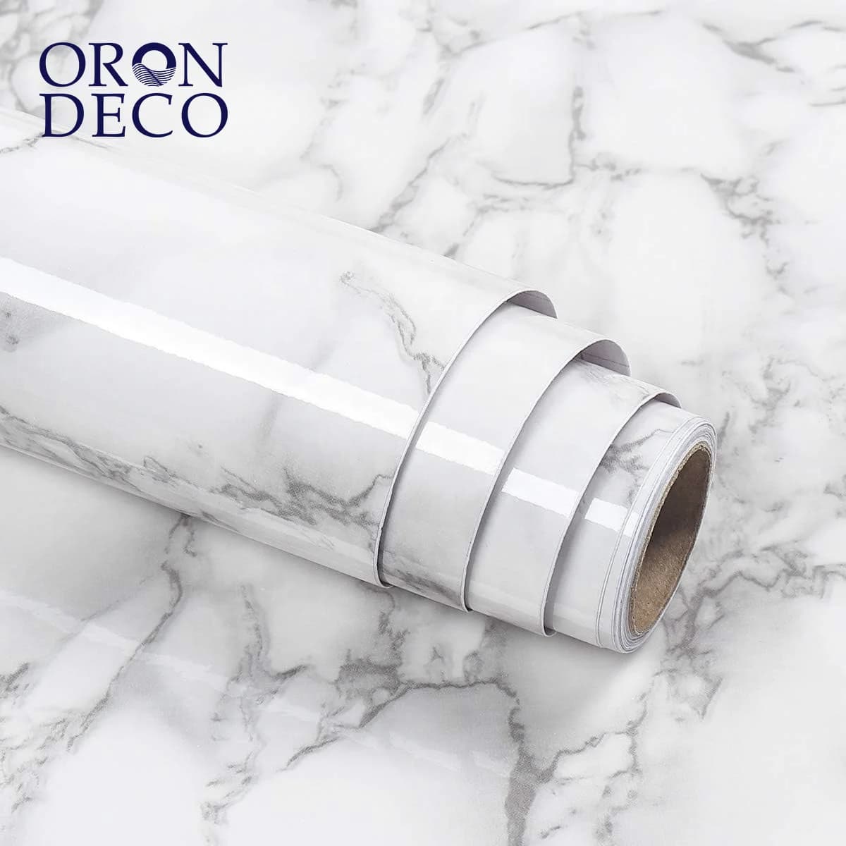 COWINLIFE DECO Modern Self-Adhesive Marble Wallpaper Sticker PVC Material Peel and Stick Waterproof Grey Vinyl Wrap for Kitchen